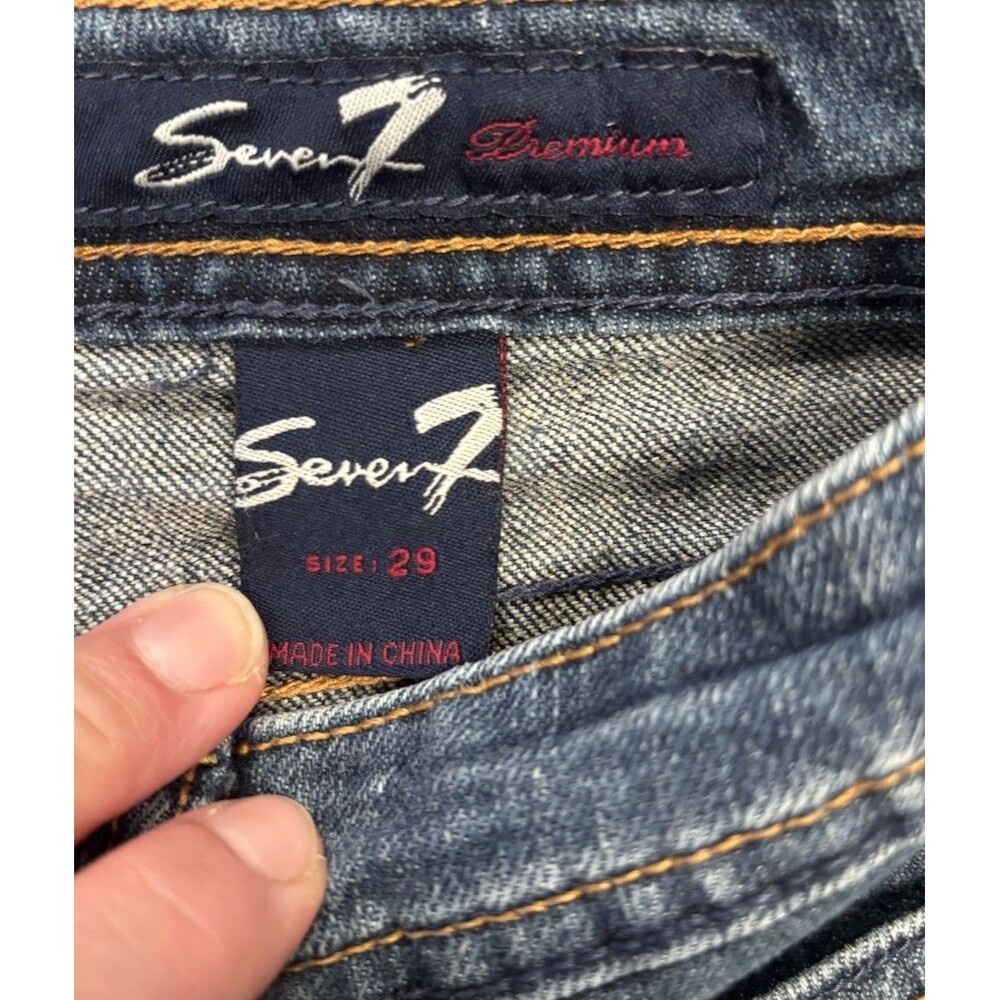 VTG Seven7 Size 29x31 Low Rise Flare Jeans Embroidered Pockets Denim Y2K - Picture 8 of 11